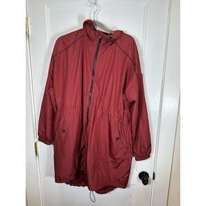 Avia Women's Size L (12-14)Burgundy Red Long Windbreaker Athletic Jacket Hooded